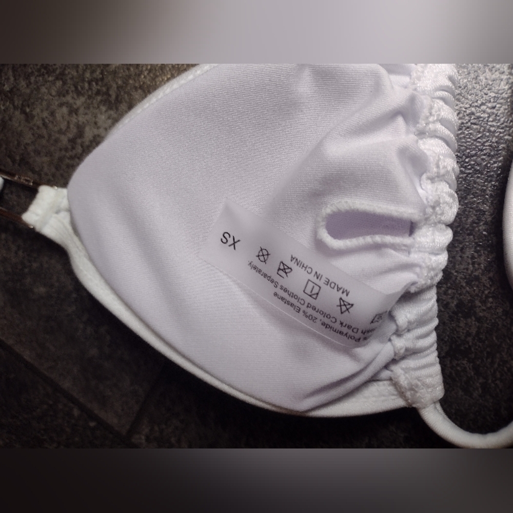 New! White White Triangle Bikini - Picture 2 of 3